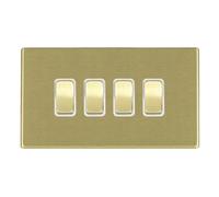 Hamilton 7G22R24SB-W Hartland G2 Screwless 4G 10AX 2 Way Plate Switch - Satin Brass, White Insert