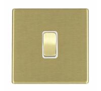 Hamilton 7G22RRTSB-W Hartland G2 Screwless 10AX Push To Make/Push to Break Retractive Plate Switch - Satin Brass, White Insert