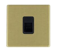 Hamilton 7G22TCSB Hartland G2 Screwless 1G Slave Telephone Socket Outlet - Satin Brass, Black Insert
