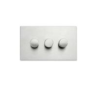 Hamilton 7G243XLEDITB250 Hartland G2 Screwless 3G 250W 2 Way LED Push On/Off Rotary Dimmer Switch - Satin Stainless