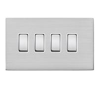 Hamilton 7G24R24SS-W Hartland G2 Screwless 4G 10AX 2 Way Plate Switch - Satin Stainless, White Insert