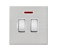 Hamilton 7G24SPNSS-W Hartland G2 Screwless 13A DP Fused Spur with Neon - Satin Stainless, White Insert