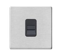 Hamilton 7G24TCSB Hartland G2 Screwless 1G Slave Telephone Socket Outlet - Satin Stainless, Black Insert