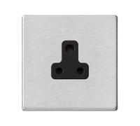 Hamilton 7G24US5B Hartland G2 Screwless 1G 5A Unswitched Round Pin Socket - Satin Stainless, Black Insert