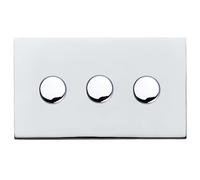 Hamilton 7G273XLEDITB100 Hartland G2 Screwless 3G 100W 2 Way LED Push On/Off Rotary Dimmer Switch - Bright Chrome