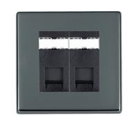 Hamilton 7G282J45B Hartland G2 Screwless 2G Unshielded RJ45 CAT5E Data Socket Outlet - Black Nickel, Black Insert