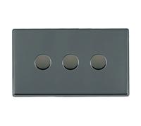 Hamilton 7G283XLEDITB250 Hartland G2 Screwless 3G 250W 2 Way LED Push On/Off Rotary Dimmer Switch - Black Nickel