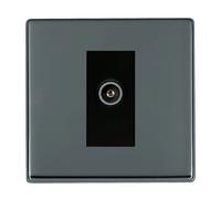 Hamilton 7G28DTVFB Hartland G2 Screwless 1G Non-Isolated Female Coaxial TV Socket Outlet - Black Nickel, Black Insert