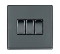 Hamilton 7G28R23BK-B Hartland G2 Screwless 3G 10AX 2 Way Plate Switch - Black Nickel, Black Insert