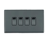 Hamilton 7G28R24BK-B Hartland G2 Screwless 4G 10AX 2 Way Plate Switch - Black Nickel, Black Insert