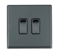 Hamilton 7G28R32BK-B Hartland G2 Screwless 2G 10AX Intermediate Plate Switch - Black Nickel, Black Insert