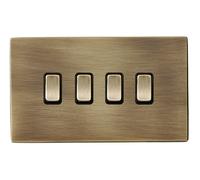 Hamilton 7G29R24AB-B Hartland G2 Screwless 4G 10AX 2 Way Plate Switch - Antique Brass, Black Insert