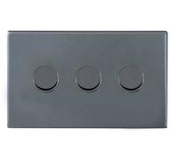 Hamilton 7G2A3XLEDITB100 Hartland G2 Screwless 3G 100W 2 Way LED Push On/Off Rotary Dimmer Switch - Anthra Gray