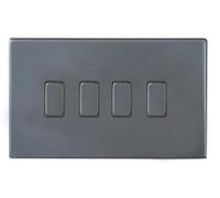 Hamilton 7G2AR24GA-QG Hartland G2 Screwless 4G 10AX 2 Way Plate Switch - Anthra Gray, Quartz Grey Insert