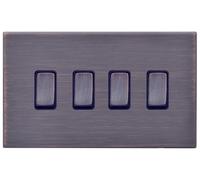 Hamilton 7G2EBR24EB-B Hartland G2 Screwless 4G 10AX 2 Way Plate Switch - Etrium Bronze, Black Insert