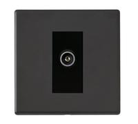 Hamilton 7G2MBDTVFB Hartland G2 Screwless 1G Non-Isolated Female Coaxial TV Socket Outlet - Matt Black, Black Insert
