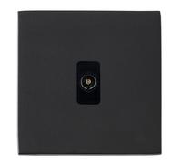 Hamilton 7G2MBTVB Hartland G2 Screwless 1G Non-Isolated 1in/1out Coaxial TV Socket Outlet - Matt Black, Black Insert