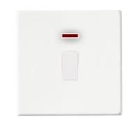 Hamilton 7G2MWDPNWH-W Hartland G2 Screwless 1G 20AX Double Pole Switch with Neon - Matt White, White Insert