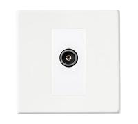 Hamilton 7G2MWDTVFW Hartland G2 Screwless 1G Non-Isolated Female Coaxial TV Socket Outlet - Matt White, White Insert