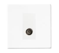 Hamilton 7G2MWTVW Hartland G2 Screwless 1G Non-Isolated 1in/1out Coaxial TV Socket Outlet - Matt White, White Insert