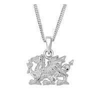 Hamilton and Young Silver Plated Traditional Welsh Dragon 'Y Draig Goch' ' The Red Dragon' Necklace Pendant - Includes A 18" Silver Plated Chain