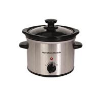 Hamilton Beach 1.8L Mighty Mini Slow Cooker, 90W Energy-Efficient Design, Removable Ceramic Bowl, 3 Heat Settings, Compact for 1-2 People, Easy Clean, Silver - HBSC020S