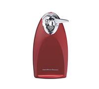 Hamilton Beach 76388R Classic Chrome Heavyweight Can Opener | Patented SureCut Technology Easily Aligns Can | Knife Sharpener | Cord Storage | Extra Tall | Red | 76388J