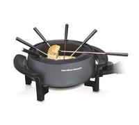 Hamilton Beach 86202 12 Cup Electric Fondue Pot Set with Temperature Control, 6-Color Coded Forks, for Cheese, Chocolate, Hot Oil, Broth, Ceramic Aluminum Plastic, Gray