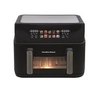 Hamilton Beach Air Fryer, 10L, FlexiZone, Dual Zone with Removable Drawer Insert, 10 Presets, Sync Cook & Finish, Vortex Technology, Dishwasher Safe Parts, LCD Touchscreen, Non-Stick, Black - HB983AP