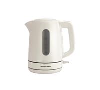 Hamilton Beach Electric Kettle, Compact, 1L, Plastic, Boil Dry Protection, Auto Shut Off, Push Button Lid, Water Level Window, UK Strix Technology, White - HB3038W1