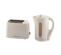 Hamilton Beach Cream Kettle and Toaster Set, Essential, Electric Kettle 1.7L, Wide Slot Toaster 2 Slice, Boil Dry Protection, 6 Browning Levels - HBESSC