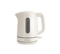 Hamilton Beach Electric Kettle, Compact, 1L, Plastic, Boil Dry Protection, Auto Shut Off, Push Button Lid, Water Level Window, UK Strix Technology, White - HB3038W1
