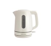 Hamilton Beach Electric Kettle, Compact, 1L, Plastic, Boil Dry Protection, Auto Shut Off, Push Button Lid, Water Level Window, UK Strix Technology, White - HB3038W1