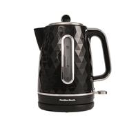 Hamilton Beach Electric Kettle, Diamond, 1.7L, Boil Dry Protection, Diamond Texture, 360° Swivel Base, Easy Read Water Level Window, Built-in Cord Storage, Black - HBK8359B