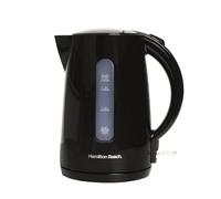 Hamilton Beach Electric Kettle, 1.7L Rapid Boil, Essential, 3000W, Water Indicator Window, Button Release Lid, Boil-Dry Protection, Illuminated Switch, Auto Shut-Off, Plastic, Black - HBK1301B
