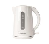 Hamilton Beach Electric Kettle, 1.7L Rapid Boil, Essential, 3000W, Water Indicator Window, Button Release Lid, Boil-Dry Protection, Illuminated Switch, Auto Shut-Off, Plastic, White - HBK1301W