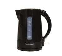 Hamilton Beach Electric Kettle, 1.7L Rapid Boil, Essential, 3000W, Water Indicator Window, Button Release Lid, Boil-Dry Protection, Illuminated Switch, Auto Shut-Off, Plastic, Black - HBK1301B
