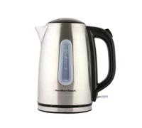 Hamilton Beach Electric Kettle, Rise, 1.7L, Brushed Stainless Steel, 3kW Rapid Boil, Boil Dry Protection, Auto Shut Off, Push Button Lid, Water Level Window, 360° Base - HB01402B