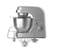 Hamilton Beach Electric Stand Mixer, 4 Quarts, Dough Hook, Flat Beater Attachments, Splash Guard 7 Speeds with Whisk, Silver