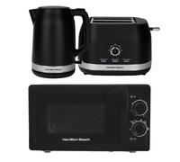 Hamilton Beach Ella Kettle, Toaster & 20L S/Steel Cavity Microwave Set - Black Hamilton Beach Black