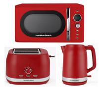 Hamilton Beach Ella Red Kettle 2 Slice Toaster & Microwave Kitchen Set