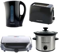 Hamilton Beach Essential Jug Kettle, 4-Slice Toaster, Sandwich Toaster & Slow Cooker Bundle - Silver, Silver/Grey