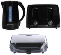 Hamilton Beach Kettle Toaster & Sandwich Toaster Set, Essentials, Electric Kettle 1.7L, Toaster 4 Slice, Kettle & Toaster Set, Deep Fill Sandwich Toaster, Kitchen Set, Black - HBESSB4ST