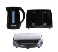 Hamilton Beach Essentials Kettle, 4 Slice Toaster & Sandwich Toaster Set - Black Hamilton Beach Black