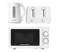 Hamilton Beach Essentials Kettle, 4S Toaster & 20L Standard Microwave Set - White Hamilton Beach White
