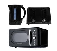 Kettle, Toaster & Retro Microwave Set, Essentials Collection by Hamilton Beach, Black