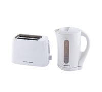 Hamilton Beach White Kettle and Toaster Set, Essential, Electric Kettle 1.7L, Wide Slot Toaster 2 Slice, Boil Dry Protection, 6 Browning Levels - HBESSW