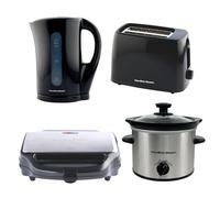Hamilton Beach Essentials Kitchen Set, Electric Kettle, 1.7L, Toaster 2 Slice, Sandwich Toaster, Deep Fill, Slow Cooker, 1.8L, Kettle & Toaster Set, Complete Kitchen Set, Silver - HBESSCK20S