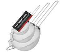 Hamilton Beach Fine Mesh Strainer - Stainless Steel Fine Mesh Sieve - Set of 3 Strainers for Baking, Pasta, Rice, Flour & Vegetable, Tea Sifter, - Food Strainer with Long Handle - Perfect Kitchen Tool