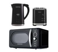 Hamilton Beach FlexiControl Kettle, Toaster & 20L Retro Microwave Set - Black Hamilton Beach Black